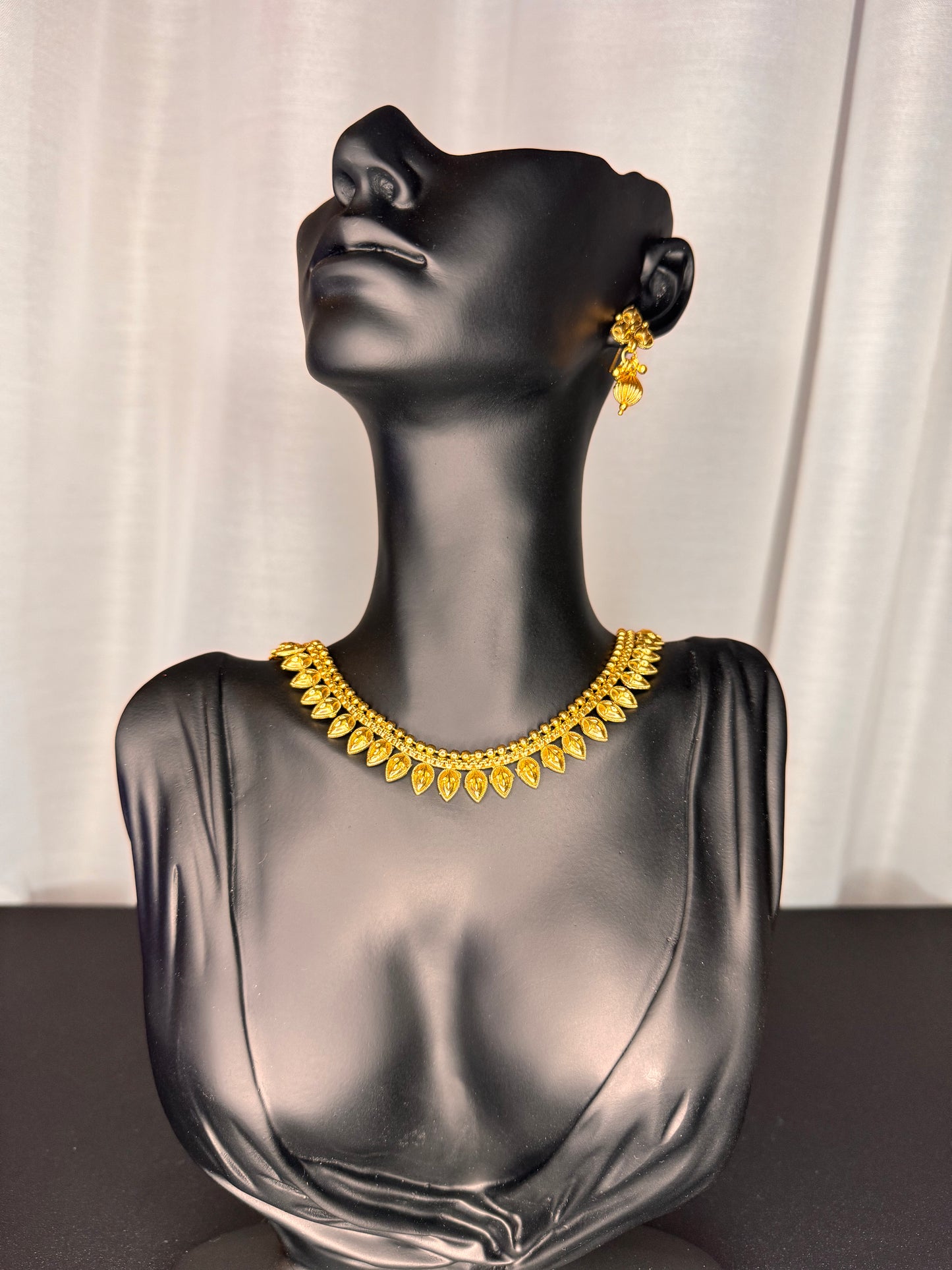 Kiyana Gold Necklace Earrings Set, Indian Bridal Wedding Jewellery, Statement Party Jewellery