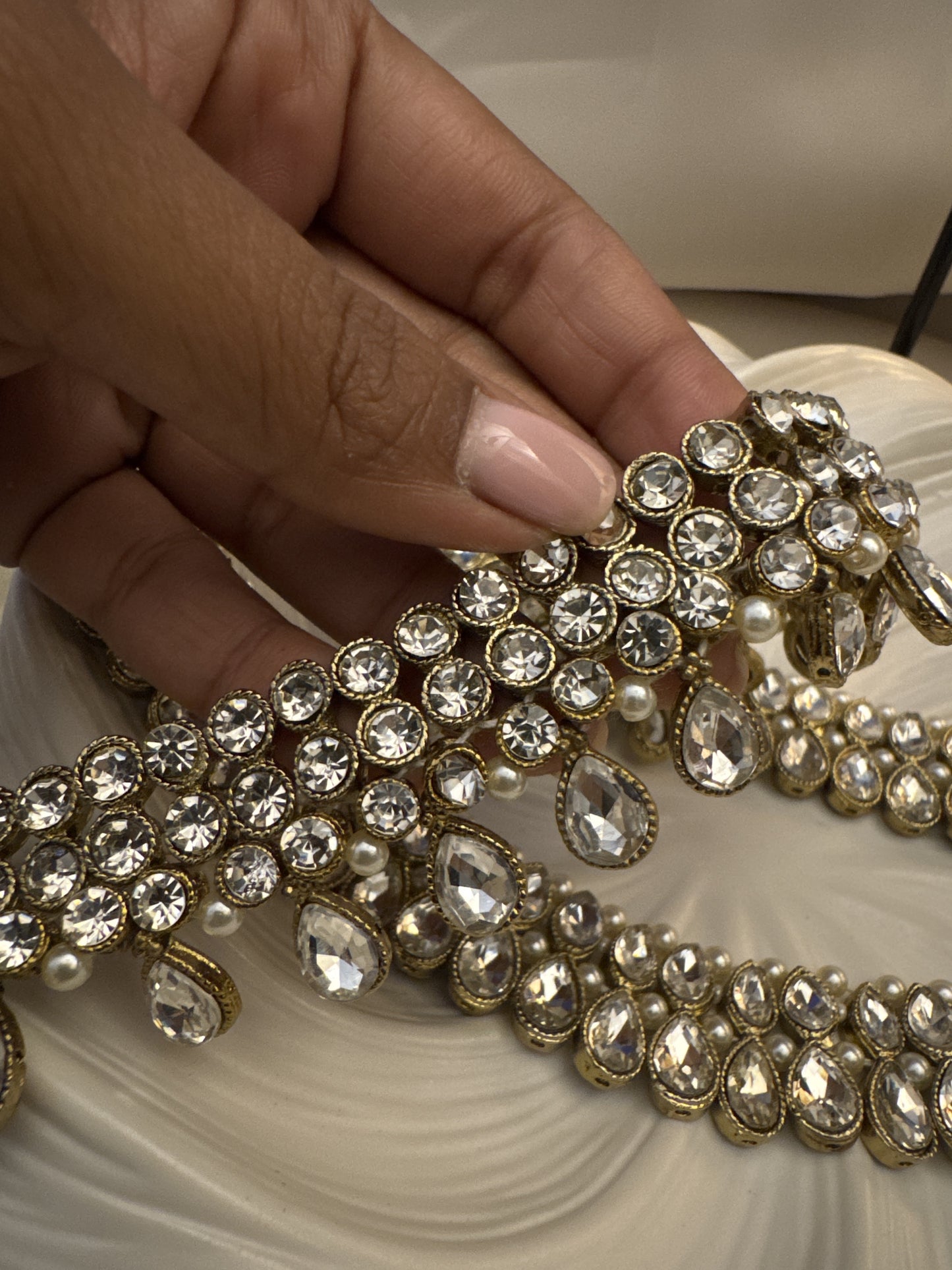 Gold Crystal Anklet, Bridal Payal, Indian Wedding Foot Jewellery, Statement Accessory