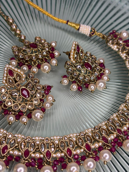 Zayana Gold and Red Necklace Set