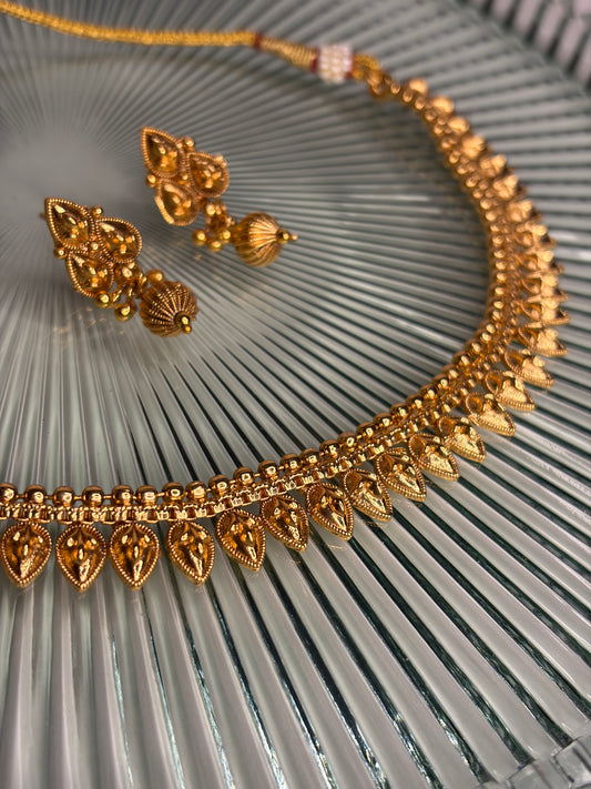 Kiyana Gold Necklace Earrings Set, Indian Bridal Wedding Jewellery, Statement Party Jewellery
