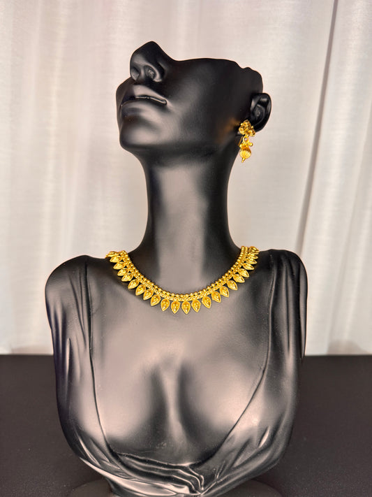 Kiyana Gold Necklace Earrings Set, Indian Bridal Wedding Jewellery, Statement Party Jewellery