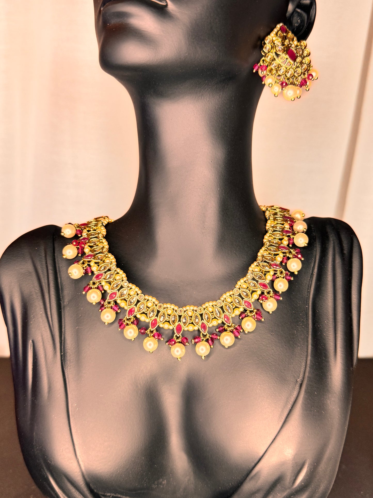 Zayana Gold and Red Necklace Set