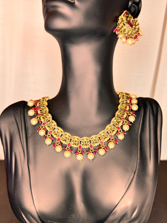 Zayana Gold and Red Necklace Set