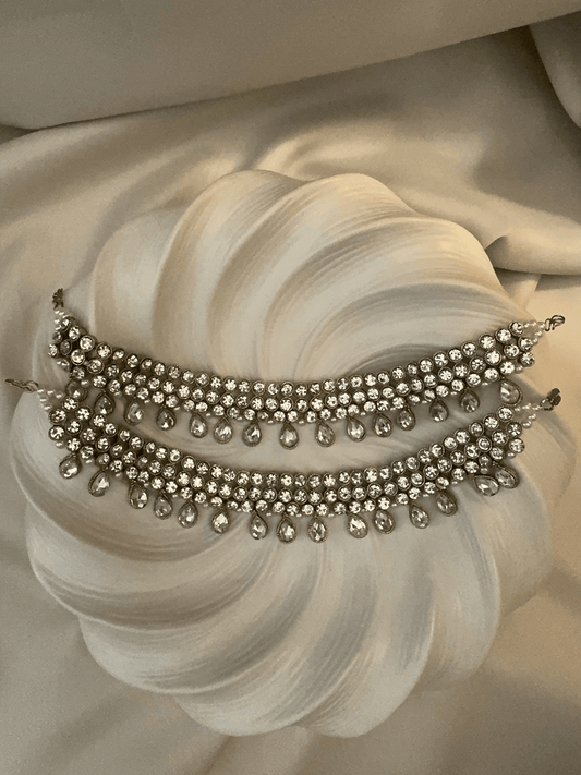 Gold Crystal Anklet, Bridal Payal, Indian Wedding Foot Jewellery, Statement Accessory