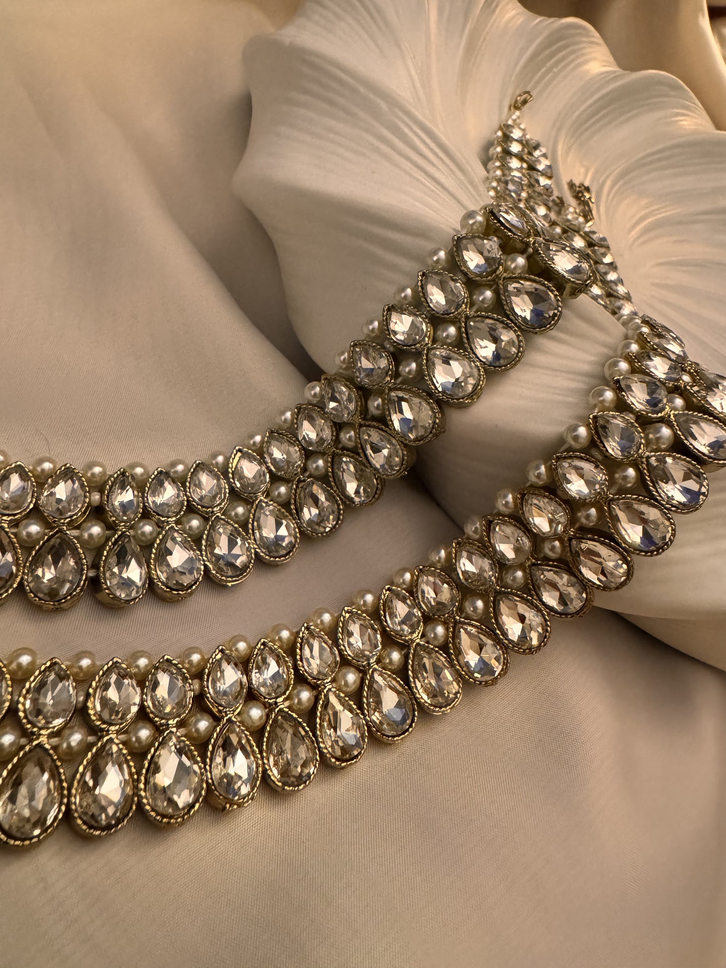 Gold Crystal Anklet, Bridal Payal, Indian Wedding Foot Jewellery, Statement Accessory