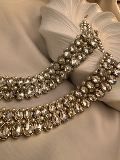Gold Crystal Anklet, Bridal Payal, Indian Wedding Foot Jewellery, Statement Accessory