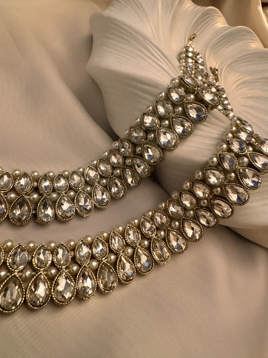 Gold Crystal Anklet, Bridal Payal, Indian Wedding Foot Jewellery, Statement Accessory